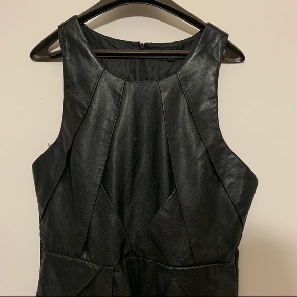 TOPSHOP black faux leather skater dress size 8 - Picture 3 of 8